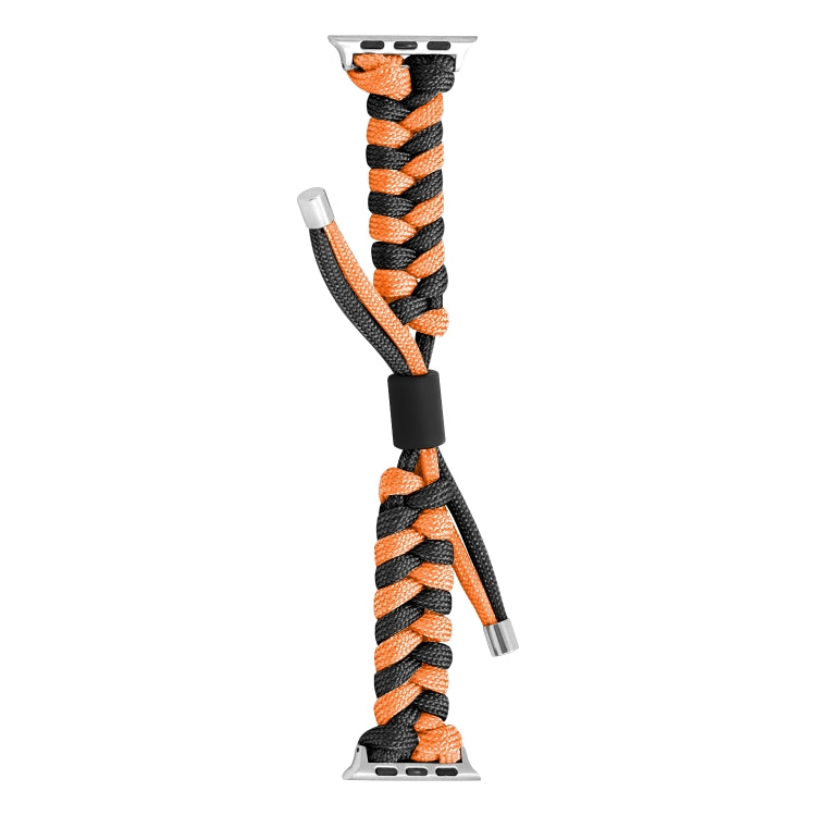 For Apple Watch Ultra 49mm Paracord Fishtail Braided Silicone Bead Watch Band(Black Orange) - Watch Bands by buy2fix | Online Shopping UK | buy2fix