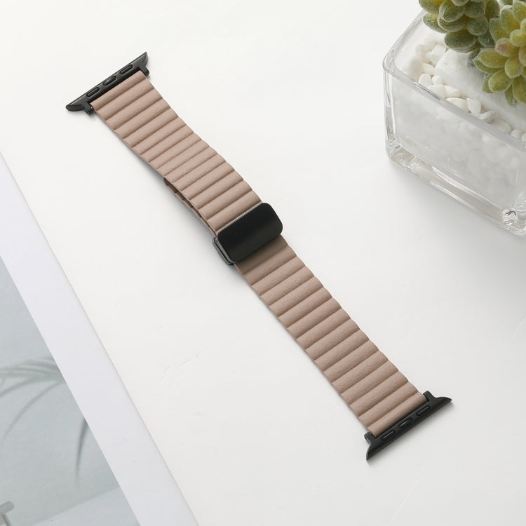 For Apple Watch SE 2023 40mm Water Ripple Magnetic Folding Buckle Watch Band, Style: Bold Version(Khaki) - Watch Bands by buy2fix | Online Shopping UK | buy2fix