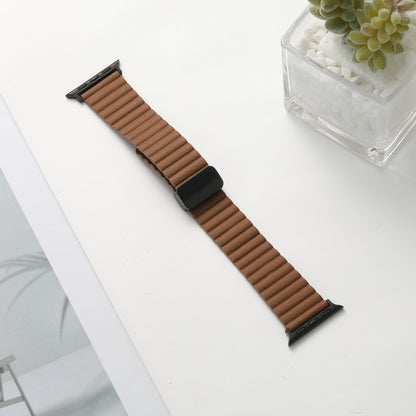 For Apple Watch Series 2 42mm Water Ripple Magnetic Folding Buckle Watch Band, Style: Bold Version(Brown) - Watch Bands by buy2fix | Online Shopping UK | buy2fix