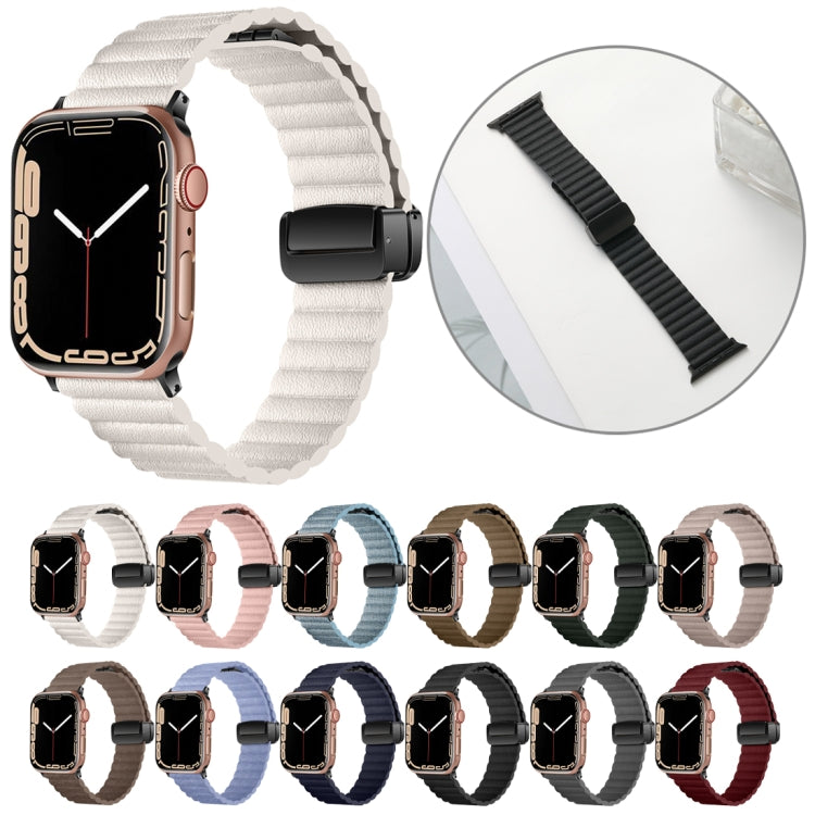 For Apple Watch Series 2 42mm Water Ripple Magnetic Folding Buckle Watch Band, Style: Bold Version(Brown) - Watch Bands by buy2fix | Online Shopping UK | buy2fix