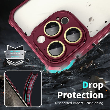 For iPhone 16 Pro Shockproof Acrylic Phone Case with Lens Glass Film(Wine Red) - iPhone 16 Pro Cases by buy2fix | Online Shopping UK | buy2fix