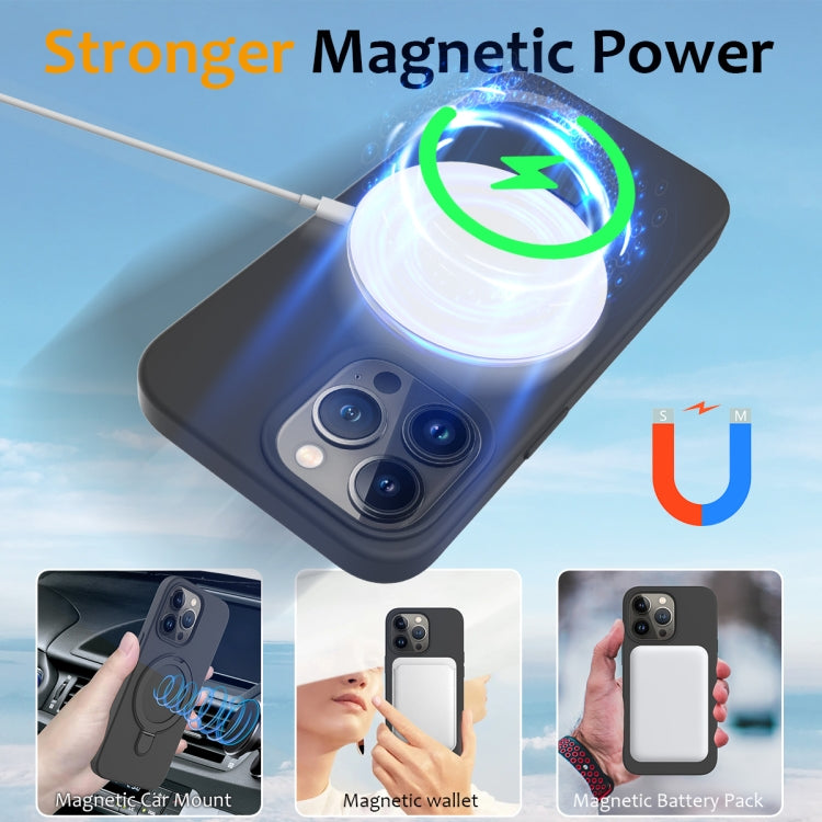 For iPhone 13 Pro Max MagSafe Magnetic Liquid Silicone Phone Case with Ring Holder(Carbon Black) - iPhone 13 Pro Max Cases by buy2fix | Online Shopping UK | buy2fix