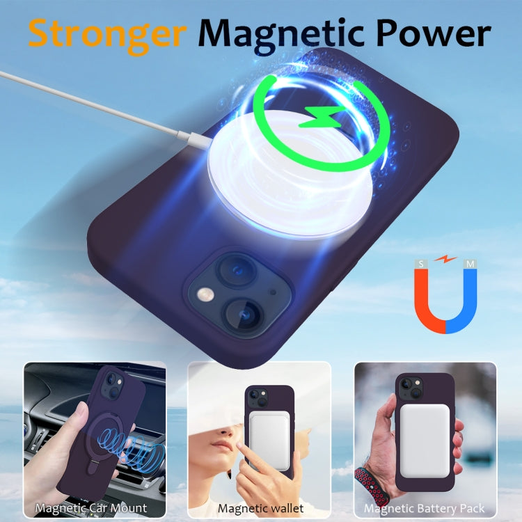 For iPhone 15 Plus MagSafe Magnetic Liquid Silicone Phone Case with Ring Holder(Purple) - iPhone 15 Plus Cases by buy2fix | Online Shopping UK | buy2fix