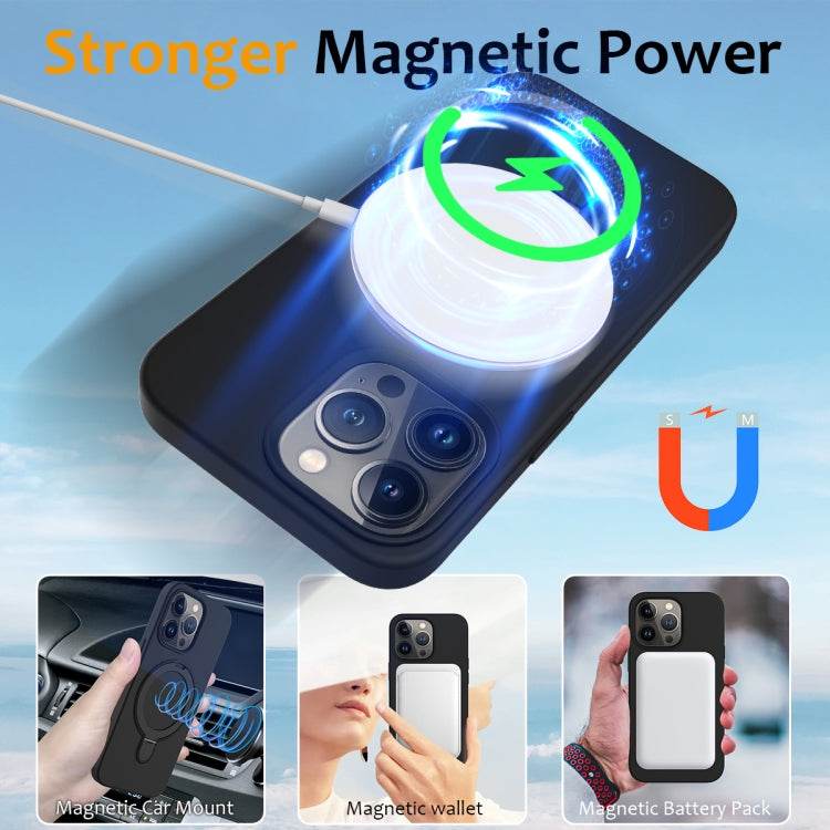 For iPhone 15 Pro MagSafe Magnetic Liquid Silicone Phone Case with Ring Holder(Black) - iPhone 15 Pro Cases by buy2fix | Online Shopping UK | buy2fix