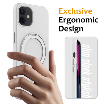 For iPhone 11 MagSafe Magnetic Liquid Silicone Phone Case with Ring Holder(Antique White) - iPhone 11 Cases by buy2fix | Online Shopping UK | buy2fix