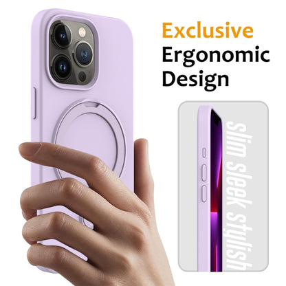 For iPhone 16 Pro Liquid Silicone MagSafe Magnetic Phone Case with Ring Holder(Lilac Purple) - iPhone 16 Pro Cases by buy2fix | Online Shopping UK | buy2fix