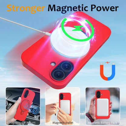 For iPhone 16 Liquid Silicone MagSafe Magnetic Phone Case with Ring Holder(Red) - iPhone 16 Cases by buy2fix | Online Shopping UK | buy2fix