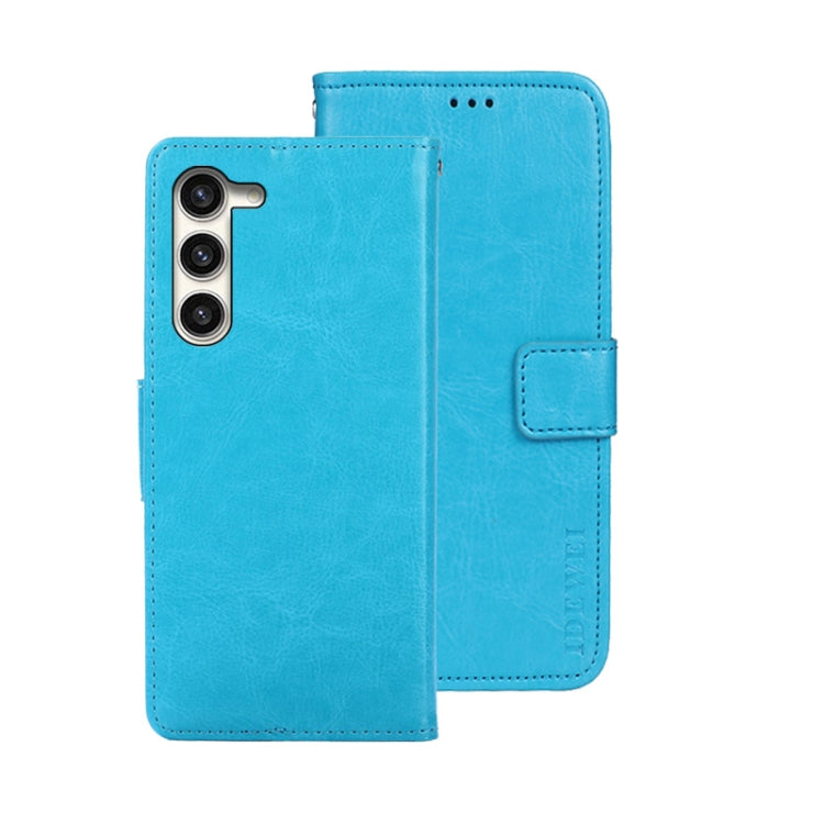 For Samsung Galaxy S24+ 5G idewei Crazy Horse Texture Leather Phone Case(Sky Blue) - Galaxy S24+ 5G Cases by idewei | Online Shopping UK | buy2fix