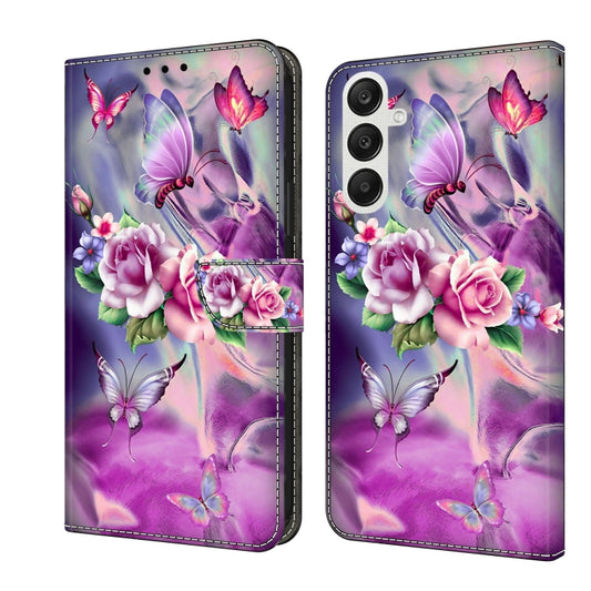 For Samsung Galaxy A25 5G Crystal 3D Shockproof Protective Leather Phone Case(Butterfly) - Galaxy Phone Cases by buy2fix | Online Shopping UK | buy2fix