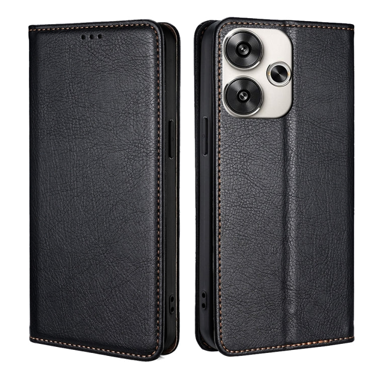 For Xiaomi Redmi Turbo 3 5G Gloss Oil Solid Color Magnetic Leather Phone Case(Black) - Xiaomi Cases by buy2fix | Online Shopping UK | buy2fix