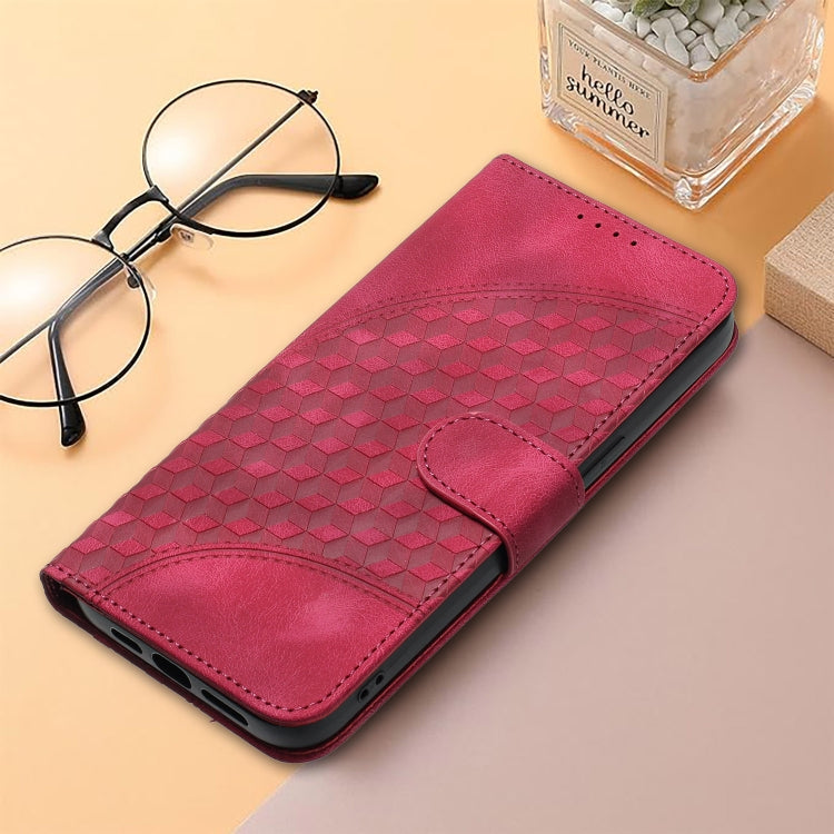 For Realme C67 4G Global YX0060 Elephant Head Embossed Phone Leather Case with Lanyard(Rose Red) - C67 Cases by buy2fix | Online Shopping UK | buy2fix