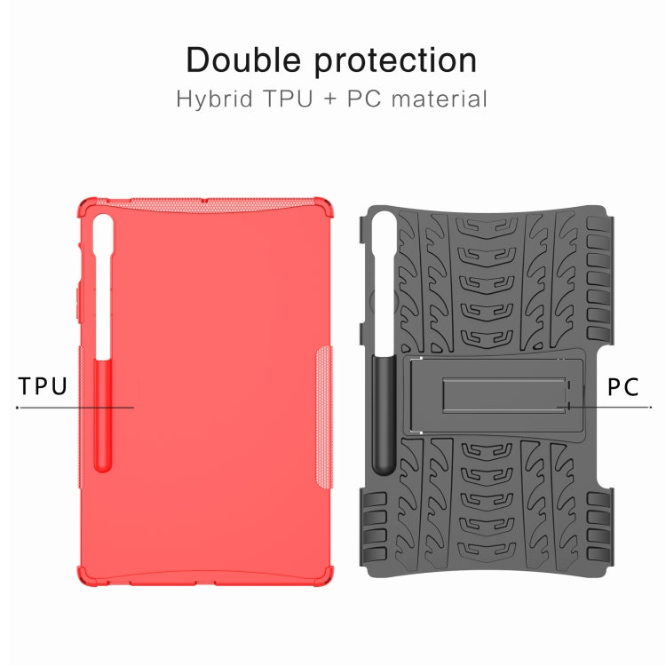 For Samsung Galaxy Tab S9 FE+ Tire Texture TPU + PC Tablet Case with Holder(Green) - Galaxy Tab S9 FE+ by buy2fix | Online Shopping UK | buy2fix