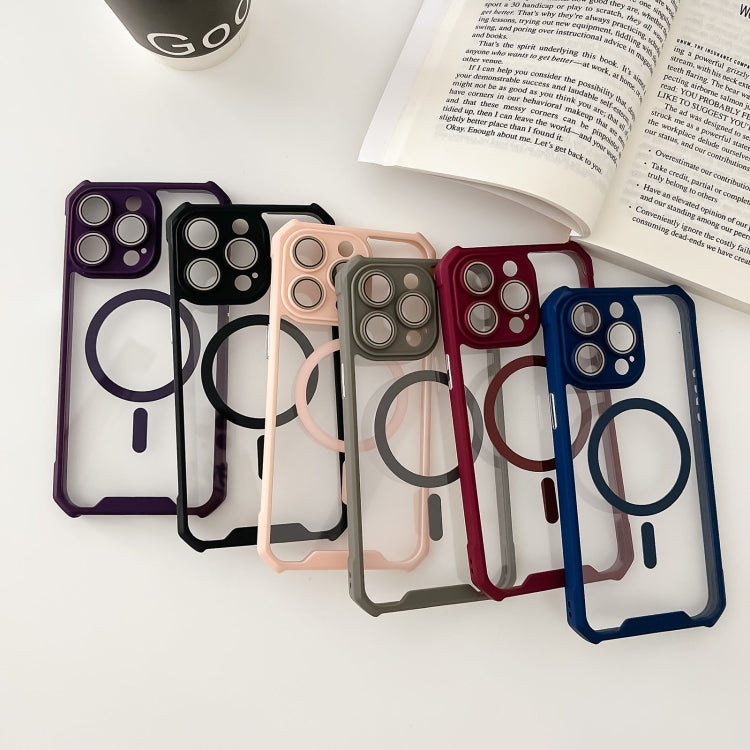 For iPhone 12 Colorful Two-Color Lens Film MagSafe Magnetic Horn Acrylic+TPU Case(Blue) - iPhone 12 / 12 Pro Cases by buy2fix | Online Shopping UK | buy2fix