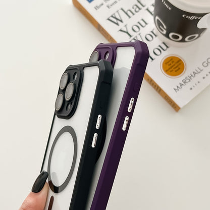 For iPhone 12 Pro Max Colorful Two-Color Lens Film MagSafe Magnetic Horn Acrylic+TPU Case(Purple) - iPhone 12 Pro Max Cases by buy2fix | Online Shopping UK | buy2fix