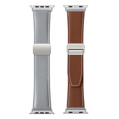 For Apple Watch Series 9 45mm DUX DUCIS YA Series Magnetic Buckle Genuine Leather Watch Band(Grey) - Watch Bands by DUX DUCIS | Online Shopping UK | buy2fix