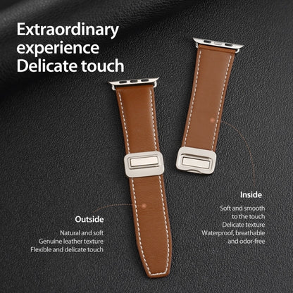 For Apple Watch Ultra 49mm DUX DUCIS YA Series Magnetic Buckle Genuine Leather Watch Band(Brown) - Watch Bands by DUX DUCIS | Online Shopping UK | buy2fix