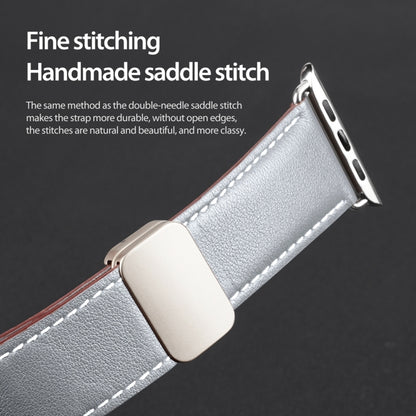 For Apple Watch Series 8 45mm DUX DUCIS YA Series Magnetic Buckle Genuine Leather Watch Band(Grey) - Watch Bands by DUX DUCIS | Online Shopping UK | buy2fix