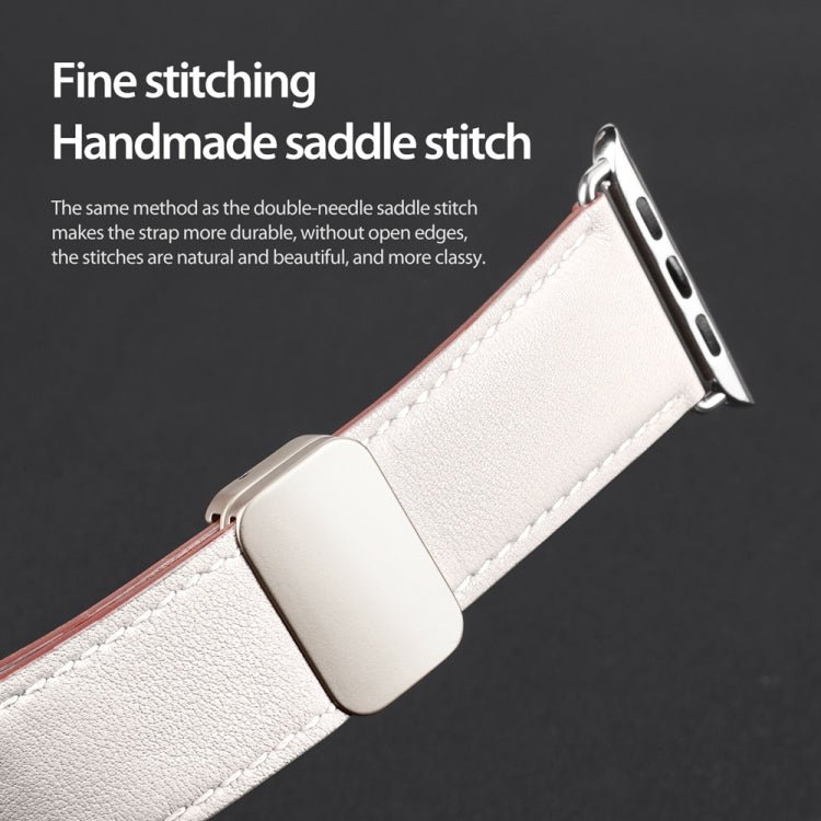 For Apple Watch Series 8 45mm DUX DUCIS YA Series Magnetic Buckle Genuine Leather Watch Band(White) - Watch Bands by DUX DUCIS | Online Shopping UK | buy2fix