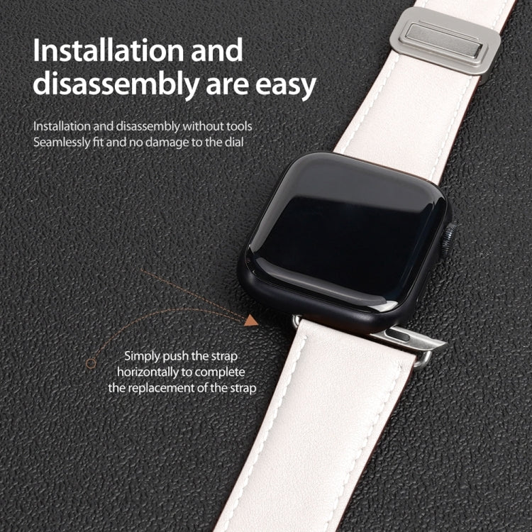 For Apple Watch Series 8 45mm DUX DUCIS YA Series Magnetic Buckle Genuine Leather Watch Band(White) - Watch Bands by DUX DUCIS | Online Shopping UK | buy2fix