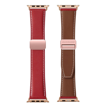 For Apple Watch Series 7 45mm DUX DUCIS YA Series Magnetic Buckle Genuine Leather Watch Band(Red) - Watch Bands by DUX DUCIS | Online Shopping UK | buy2fix