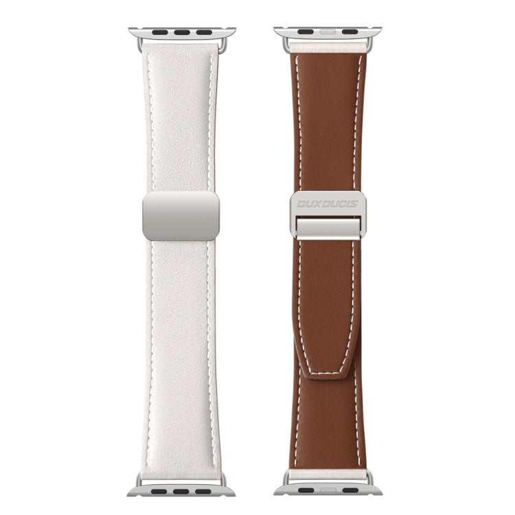 For Apple Watch SE 40mm DUX DUCIS YA Series Magnetic Buckle Genuine Leather Watch Band(White) - Watch Bands by DUX DUCIS | Online Shopping UK | buy2fix