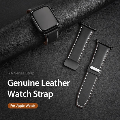 For Apple Watch Series 3 42mm DUX DUCIS YA Series Magnetic Buckle Genuine Leather Watch Band(Black) - Watch Bands by DUX DUCIS | Online Shopping UK | buy2fix