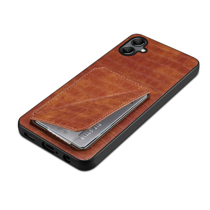 For Samsung Galaxy A14 4G/5G Denior Imitation Crocodile Leather Back Phone Case with Holder(Brown) - Galaxy Phone Cases by Denior | Online Shopping UK | buy2fix