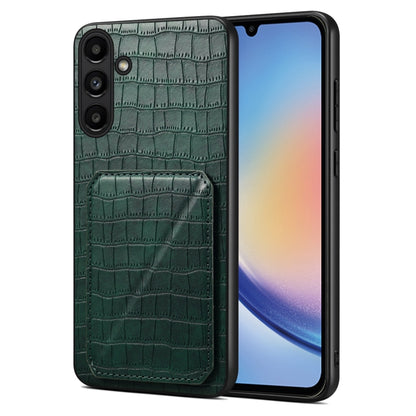 For Samsung Galaxy A34 5G Denior Imitation Crocodile Leather Back Phone Case with Holder(Green) - Galaxy Phone Cases by Denior | Online Shopping UK | buy2fix