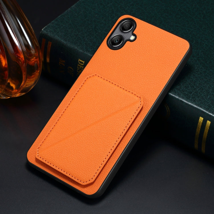 For Samsung Galaxy S23 5G Denior Imitation Calf Leather Back Phone Case with Holder(Orange) - Galaxy S23 5G Cases by Denior | Online Shopping UK | buy2fix