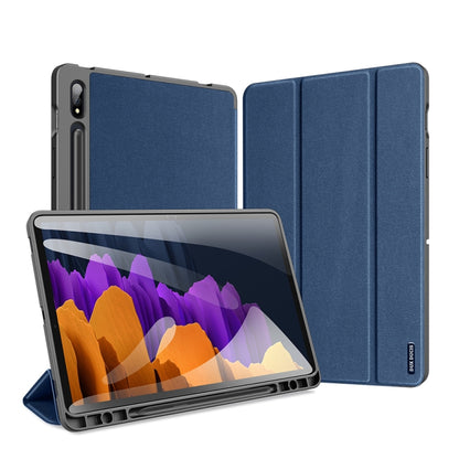 For Samsung Galaxy Tab S7+ 12.4 inch DUX DUCIS Domo Series Horizontal Flip Magnetic PU Leather Case with Three-folding Holder & Sleep / Wake-up Function & Pen Slot(Blue) - Other Galaxy Tab PC by DUX DUCIS | Online Shopping UK | buy2fix