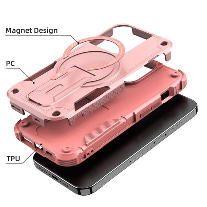 For iPhone 15 Plus MagSafe Holder Armor PC Hybrid TPU Phone Case(Pink) - iPhone 15 Plus Cases by buy2fix | Online Shopping UK | buy2fix