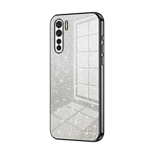 For OPPO A91 Gradient Glitter Powder Electroplated Phone Case(Black) - OPPO Cases by buy2fix | Online Shopping UK | buy2fix