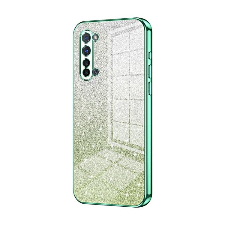 For OPPO Reno3 5G / Find X2 Lite Gradient Glitter Powder Electroplated Phone Case(Green) - OPPO Cases by buy2fix | Online Shopping UK | buy2fix