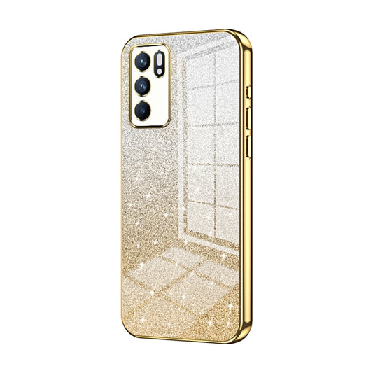 For OPPO Reno6 Indian / Malay Gradient Glitter Powder Electroplated Phone Case(Gold) - OPPO Cases by buy2fix | Online Shopping UK | buy2fix