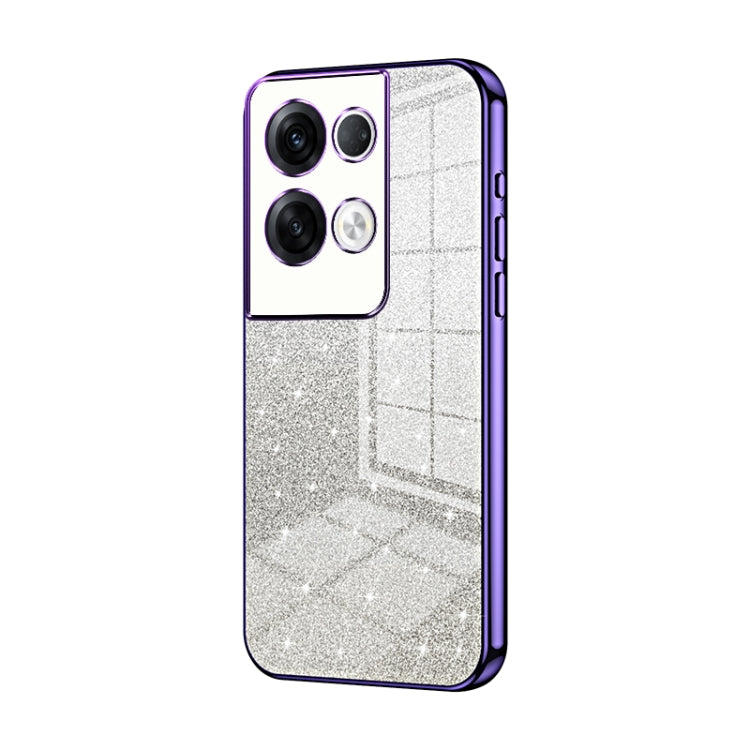 For OPPO Reno8 Pro+ Gradient Glitter Powder Electroplated Phone Case(Purple) - OPPO Cases by buy2fix | Online Shopping UK | buy2fix