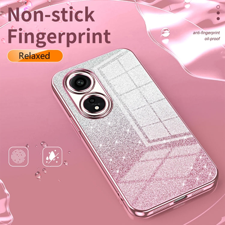 For OPPO Reno7 Pro Gradient Glitter Powder Electroplated Phone Case(Black) - OPPO Cases by buy2fix | Online Shopping UK | buy2fix