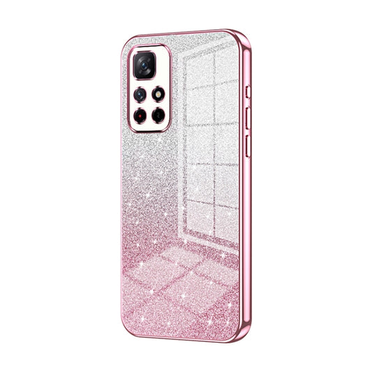 For Xiaomi Redmi Note 11T 5G/Note 11S 5G Gradient Glitter Powder Electroplated Phone Case(Pink) - Xiaomi Cases by buy2fix | Online Shopping UK | buy2fix