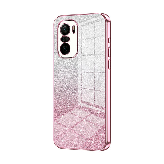 For Xiaomi Redmi K40 / K40 Pro / K40 Pro+ Gradient Glitter Powder Electroplated Phone Case(Pink) - Xiaomi Cases by buy2fix | Online Shopping UK | buy2fix