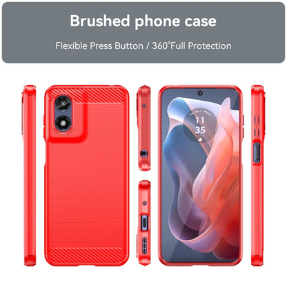 For Motorola Moto G Play 2024 Brushed Texture Carbon Fiber TPU Phone Case(Red) - Motorola Cases by buy2fix | Online Shopping UK | buy2fix