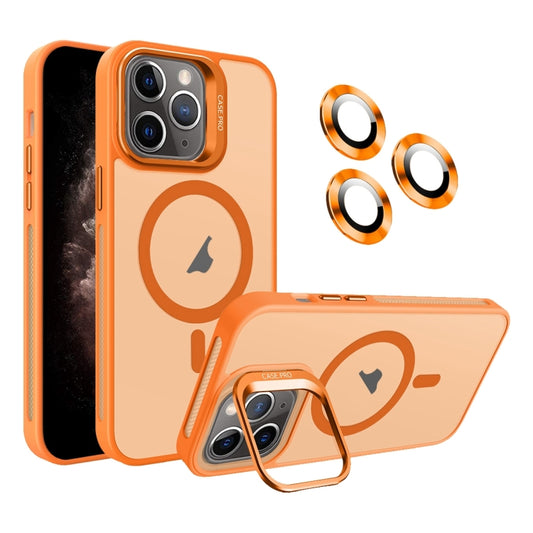 For iPhone 11 Pro Max Invisible Lens Holder MagSafe Phone Case(Orange) - iPhone 11 Pro Max Cases by buy2fix | Online Shopping UK | buy2fix