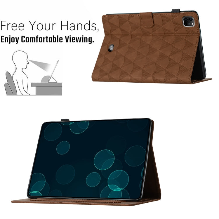 For iPad Pro 11 2024 Diamond Texture Embossed Leather Smart Tablet Case(Brown) - iPad Pro 11 2024 Cases by buy2fix | Online Shopping UK | buy2fix