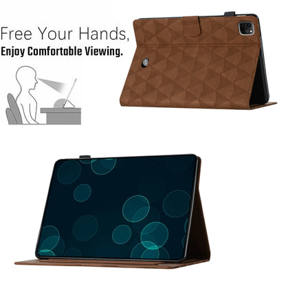 For iPad Pro 11 2024 Diamond Texture Embossed Leather Smart Tablet Case(Brown) - iPad Pro 11 2024 Cases by buy2fix | Online Shopping UK | buy2fix