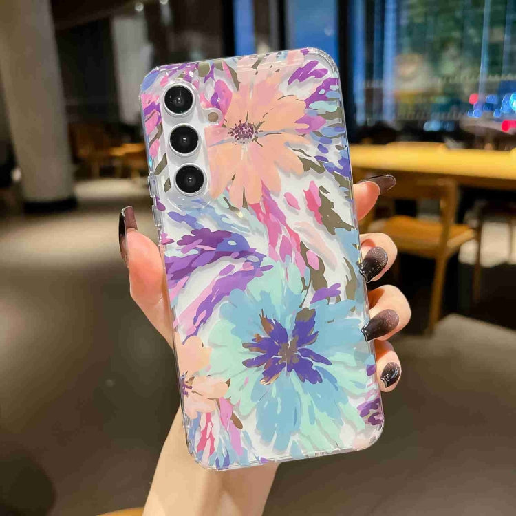 For Samsung Galaxy S22 5G Electroplated Symphony Phone Case(Watercolor Flower) - Galaxy S22 5G Cases by buy2fix | Online Shopping UK | buy2fix