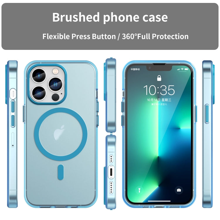 For iPhone 13 Pro MagSafe Frosted Translucent TPU + PC Full Coverage Phone Case(Blue) - iPhone 13 Pro Cases by buy2fix | Online Shopping UK | buy2fix