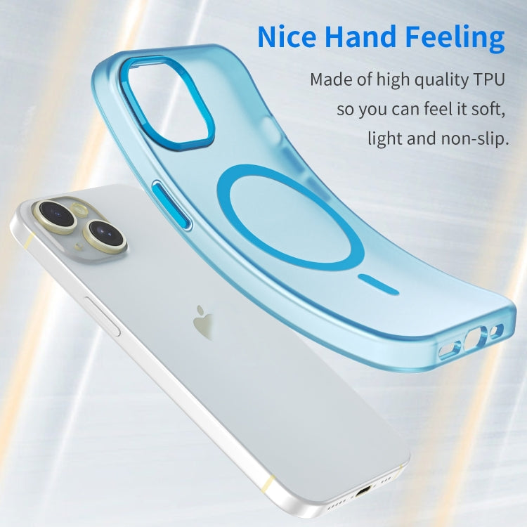 For iPhone 16 MagSafe Frosted Translucent TPU + PC Full Coverage Phone Case(Blue) - iPhone 16 Cases by buy2fix | Online Shopping UK | buy2fix