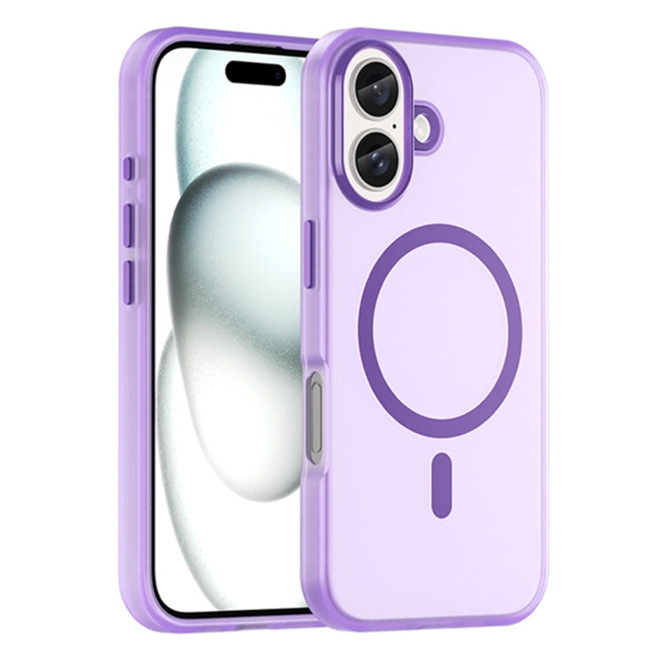 For iPhone 16 Plus MagSafe Frosted Translucent TPU + PC Full Coverage Phone Case(Dark Purple) - iPhone 16 Plus Cases by buy2fix | Online Shopping UK | buy2fix