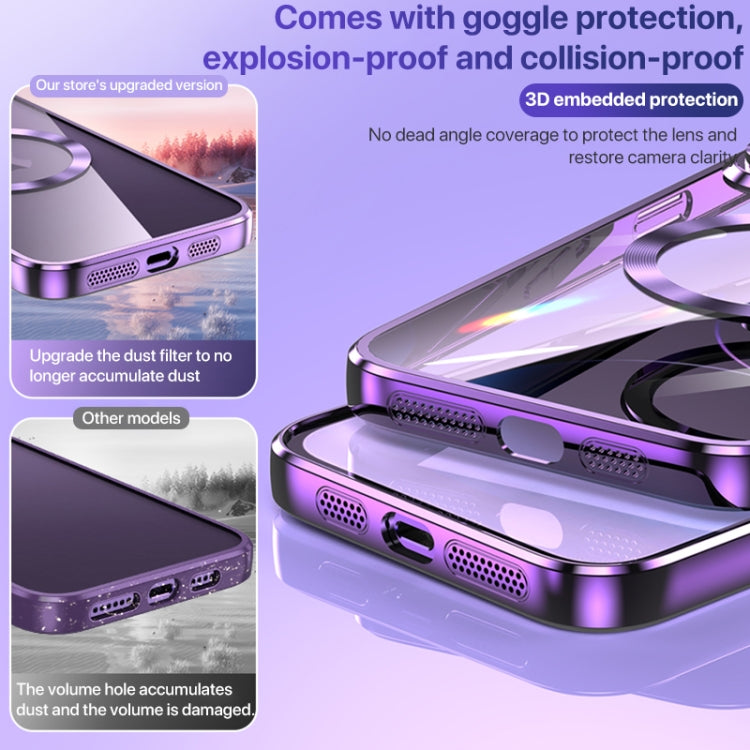 For iPhone 13 MagSafe CD Texture Metal Lens Frame Full Coverage Phone Case(Silver) - iPhone 13 Cases by buy2fix | Online Shopping UK | buy2fix