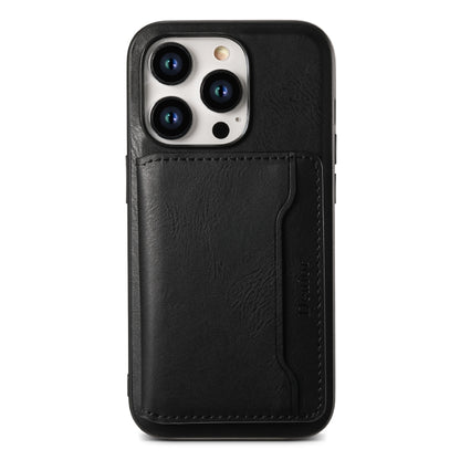 For iPhone 15 Pro Max Denior Cowhide Texture Leather MagSafe Detachable Wallet Phone Case(Black) - iPhone 15 Pro Max Cases by Denior | Online Shopping UK | buy2fix