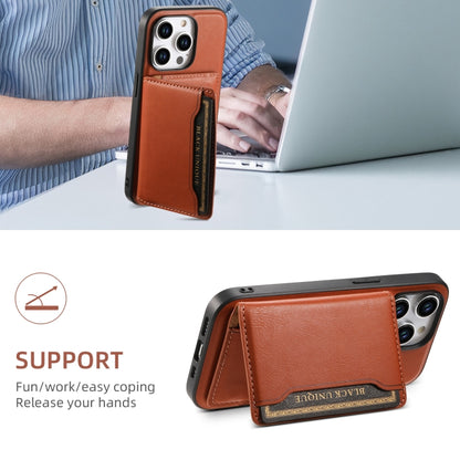 For iPhone 14 Pro Denior Cowhide Texture Leather MagSafe Detachable Wallet Phone Case(Brown) - iPhone 14 Pro Cases by Denior | Online Shopping UK | buy2fix