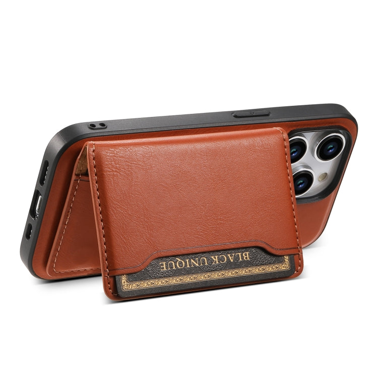 For iPhone 14 Pro Max Denior Cowhide Texture Leather MagSafe Detachable Wallet Phone Case(Brown) - iPhone 14 Pro Max Cases by Denior | Online Shopping UK | buy2fix